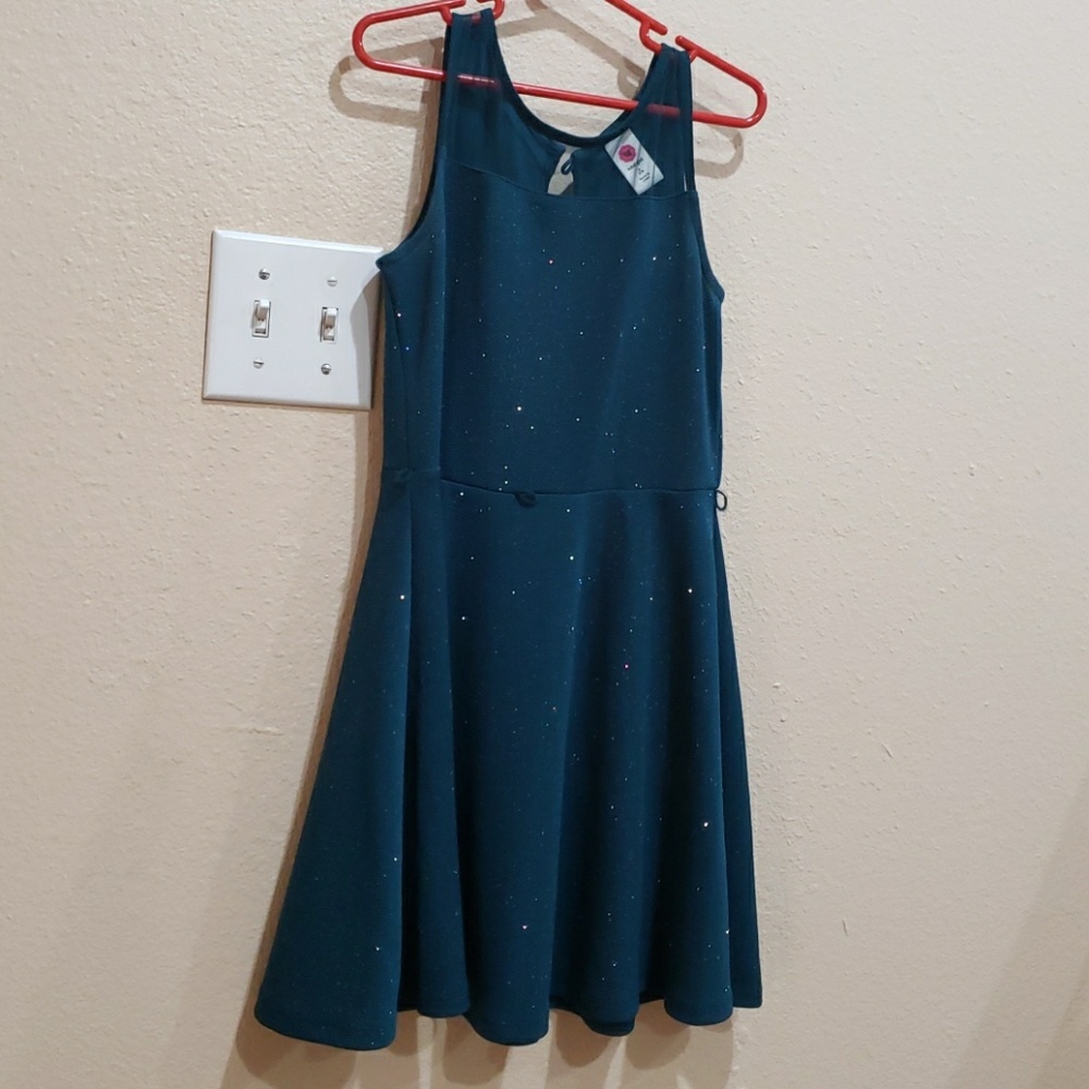Blue green sparkle girls dress